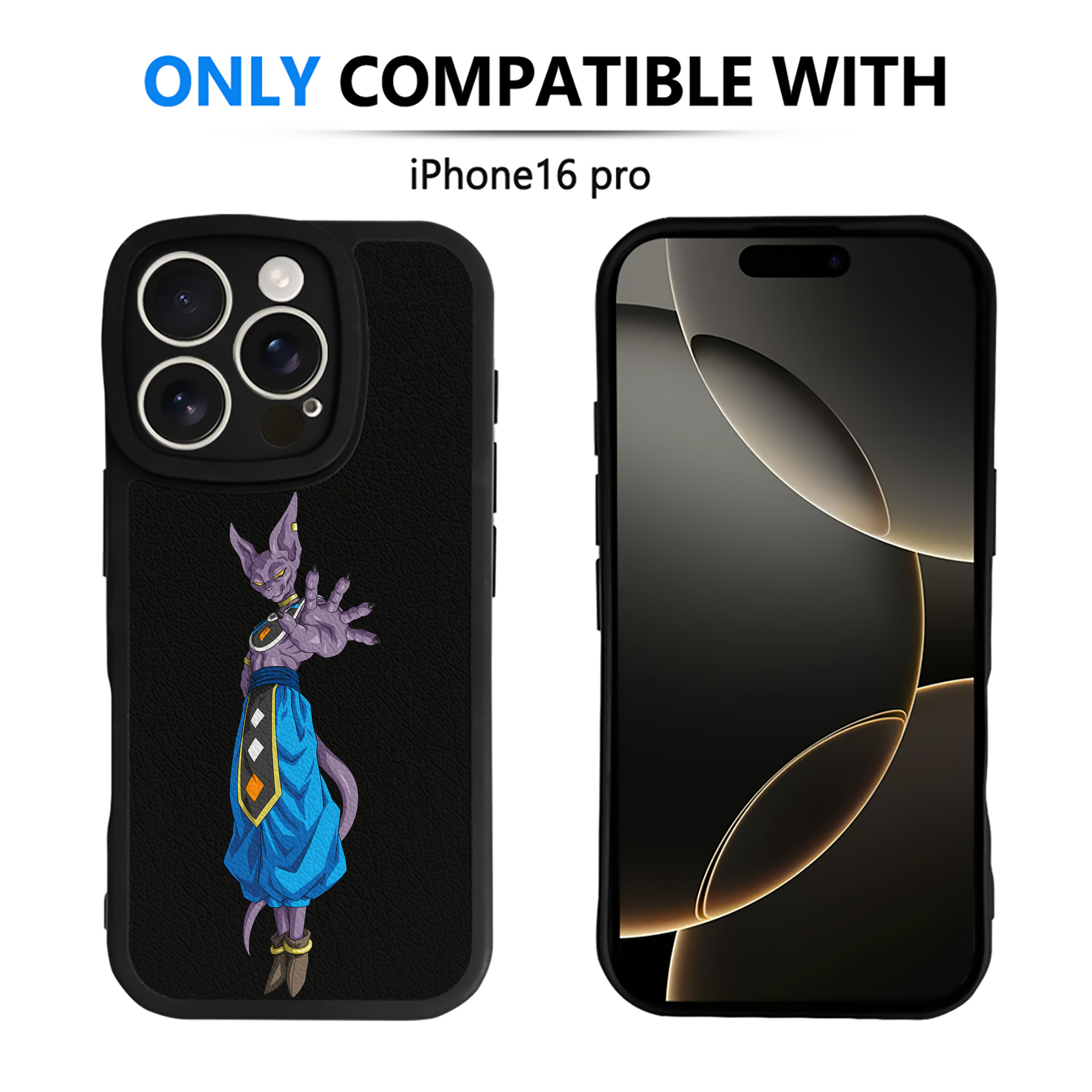（画像用） ドラゴンボール ビルス 破壊神ビルス DRAGON BALL Beerus Birusu 【iPhone 16シリーズ対応】シリコンスマホケース（レザー調） 材質：シリコン